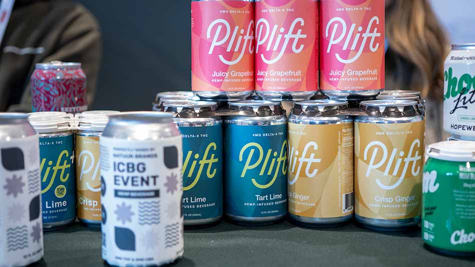 Cans of Plift, a beverage brewed with Perfectly Dosed