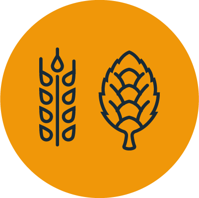 An icon showing a hop and grains side-by-side