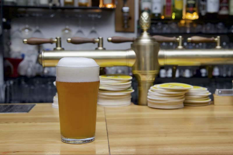 A pint of beer in a non-branded glass or glassware