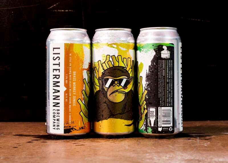 Craft beer cans featuing different types of finishes and flourishes