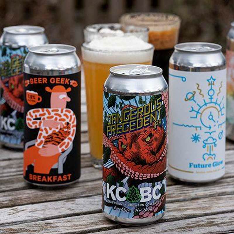 A variety of craft beer cans featuing bright, bold, and colorful beer can label designs