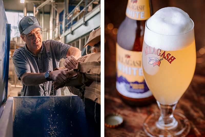 LEFT: Maine grain delivery. RIGHT: Allagash White—their award-winning interpretation of a Belgian-style wheat beer. Photo courtesy of Allagash Brewing Company