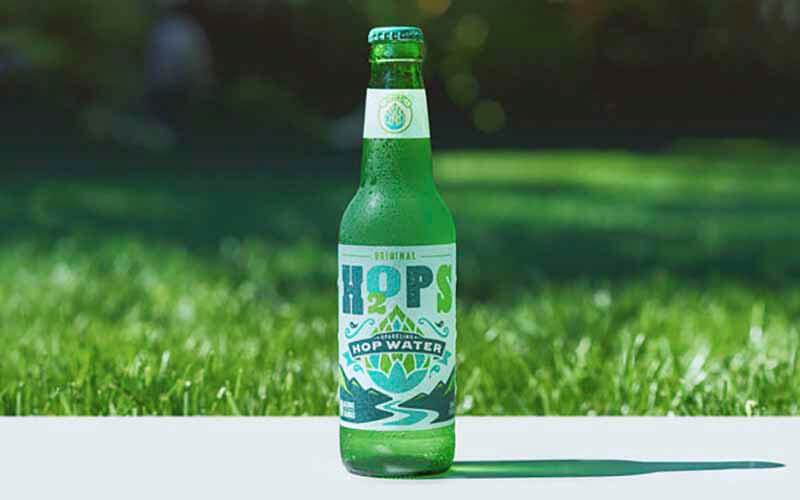 A single glass bottle of H2OPS hop water