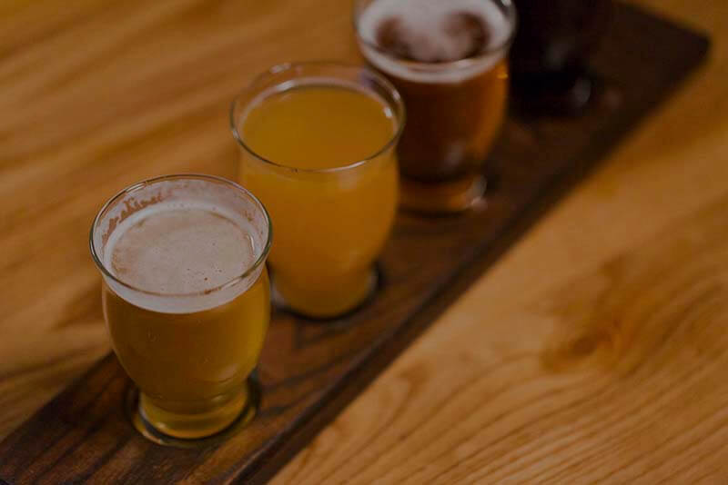 A flight of craft beers from the Illinois Craft Brewers Guild