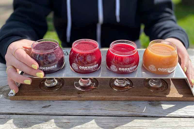 A flight of smoothie beers from Oakshire Brewing