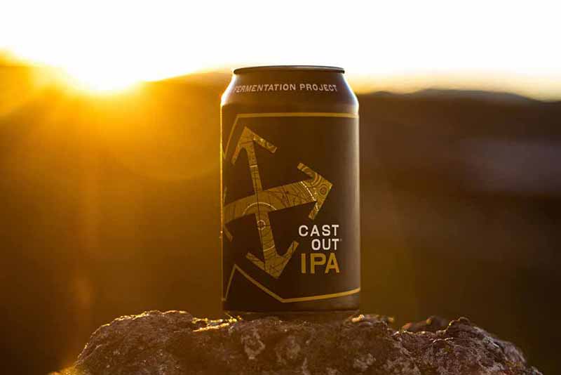 A photo of a can of Cast Out IPA from Crux Fermentation Project