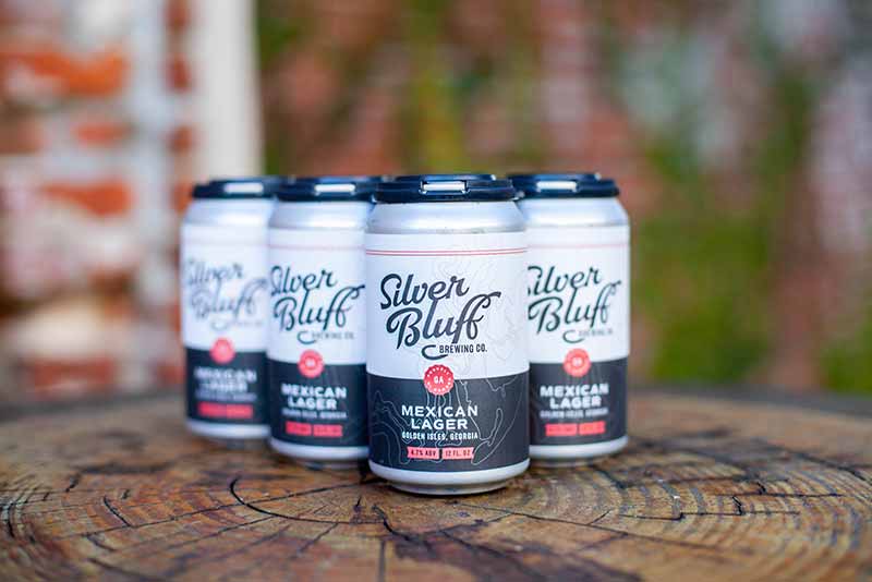 A promotional photo of Silver Bluff Brewing Co. Mexican-Style lager six pack