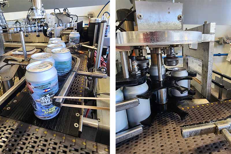 Canning equipment at Living the Dream Brewing Company