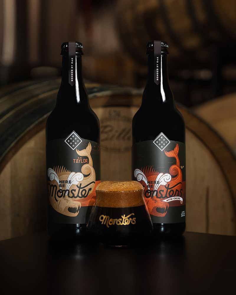 A promotional photo for Here Be Monsters, an imperal stout from Cerebral Brewing