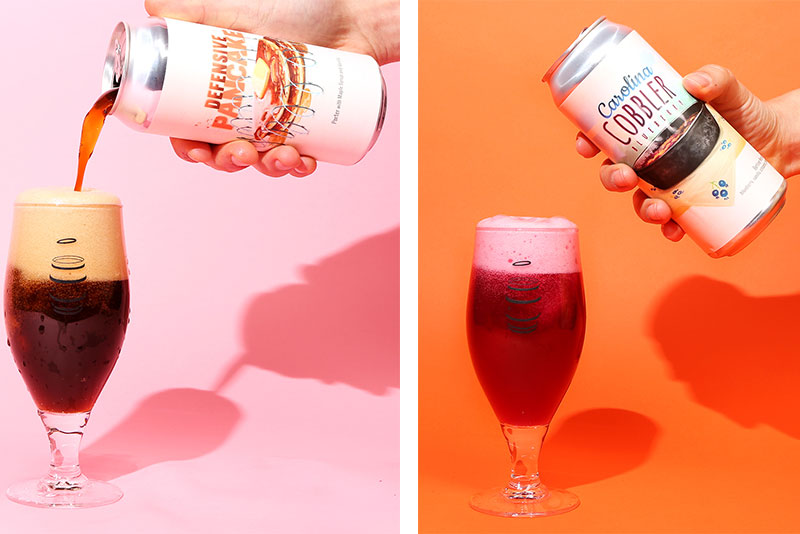 Promotional photo for Defensive Pancake and Carolina Cobbler from Divine Barrel Brewing