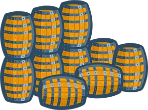 A group of 10 illustrated barrels