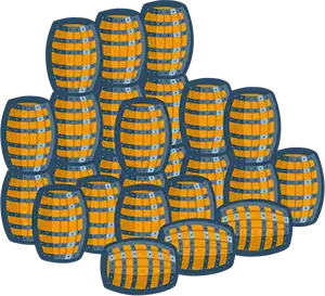 A group of 25 illustrated barrels