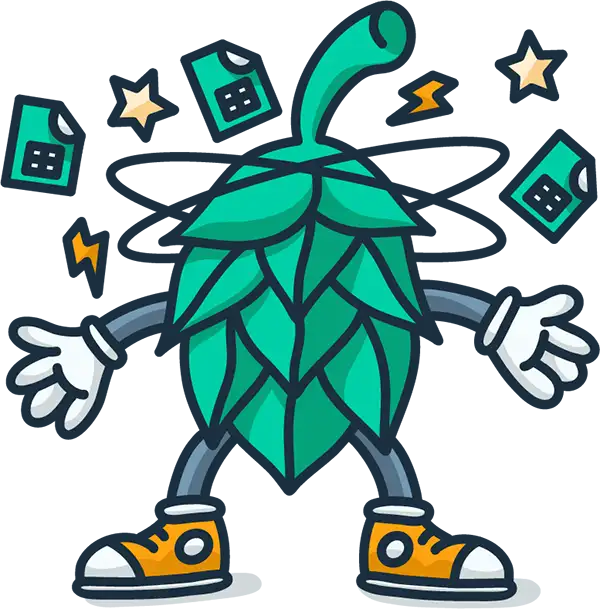 A confused HopHead illustrated character with flying documents around it