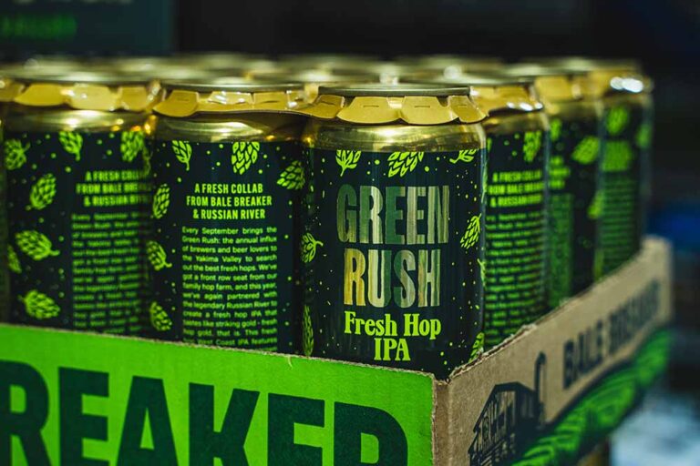 Cans of Green Rush Fresh Hop IPA