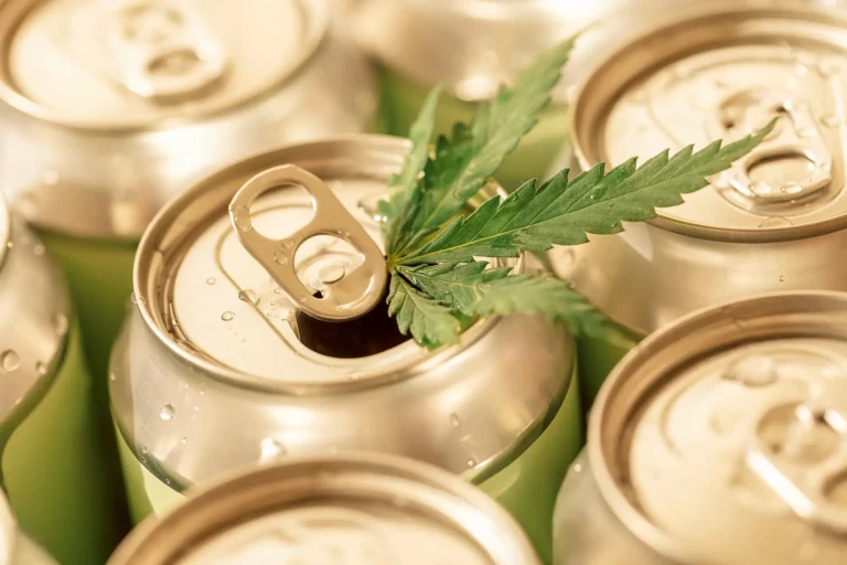 A cannabis leaf on a beverage can
