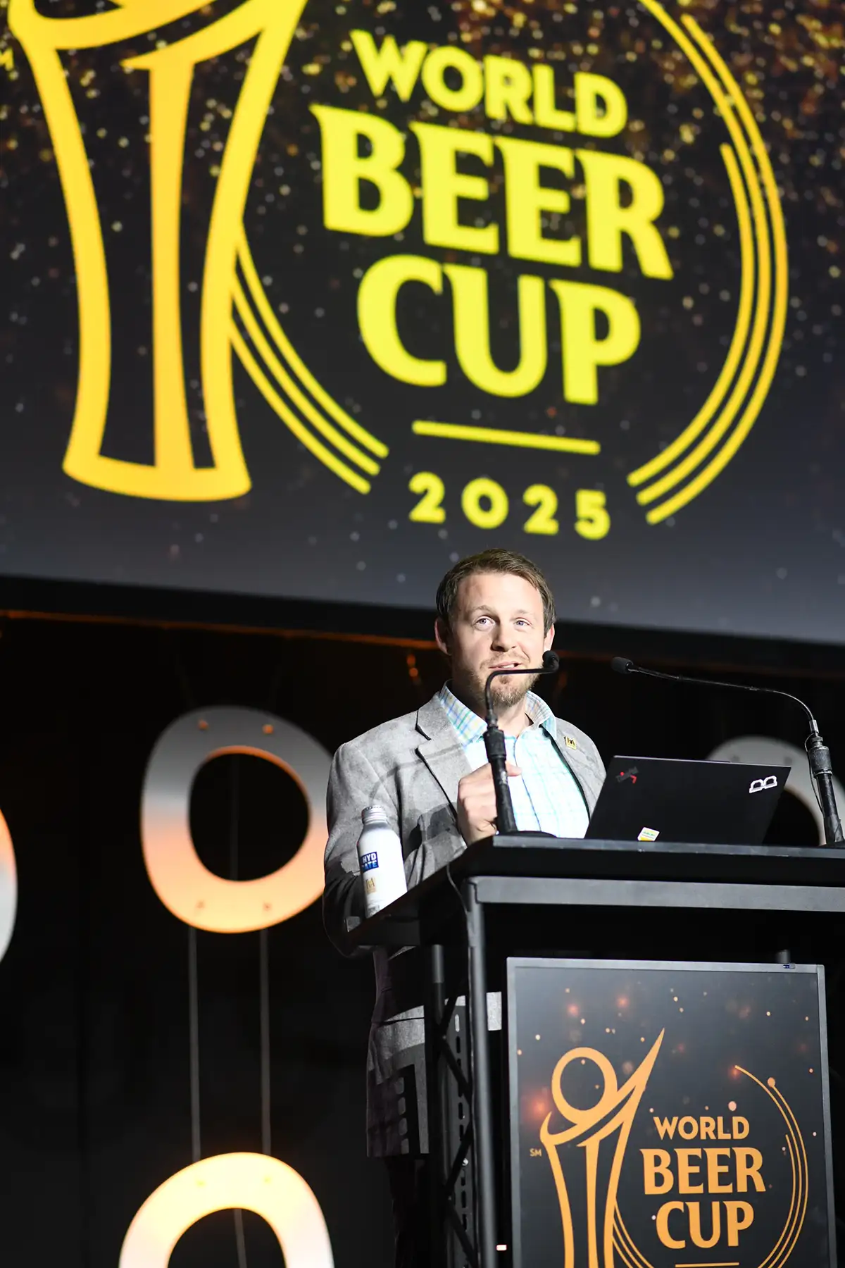 A presenter at the 2025 World Beer cup