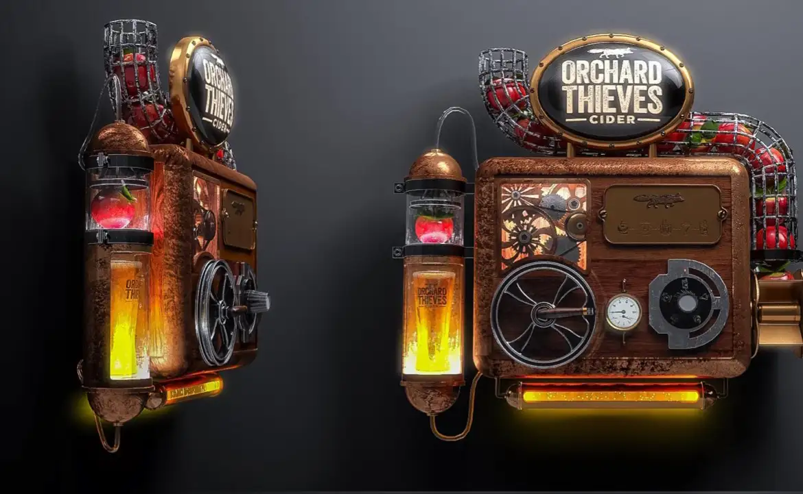 Examples of brand illumination signage by Dekkers for Orchard Thieves Cider